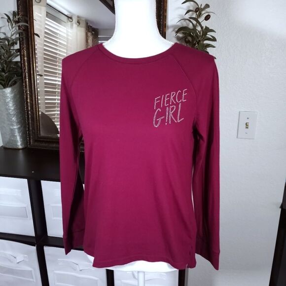 OLD NAVY KIDS PLUM T-SHIRT "FIERCE GIRL" SZ.Y14 EUC - Picture 1 of 5